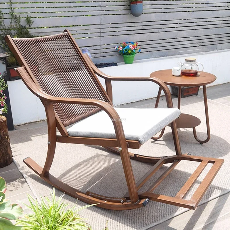 Modern Outdoor Garden Sofas Aluminum Alloy Rocking Chair Garden Balcony Leisure Recliner Outdoor Furniture Home Living Room Sofa