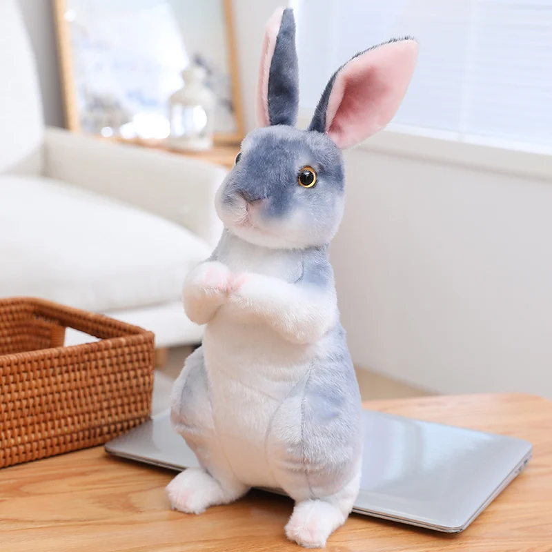 Nice Simulation Cute Rabbit Plush Fur Realistic Kawaii Animal Easter Bunny Rabbit Toy Model Gift Home Decoration
