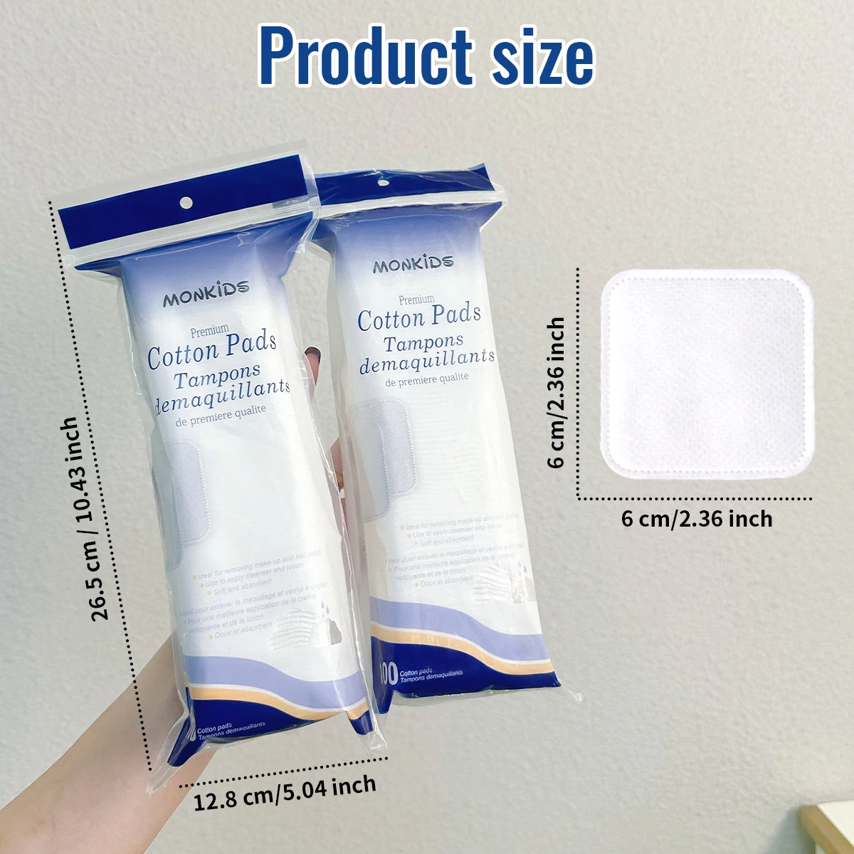 200pcs soft square makeup remover pad is used for daily facial cleaning and makeup remover.