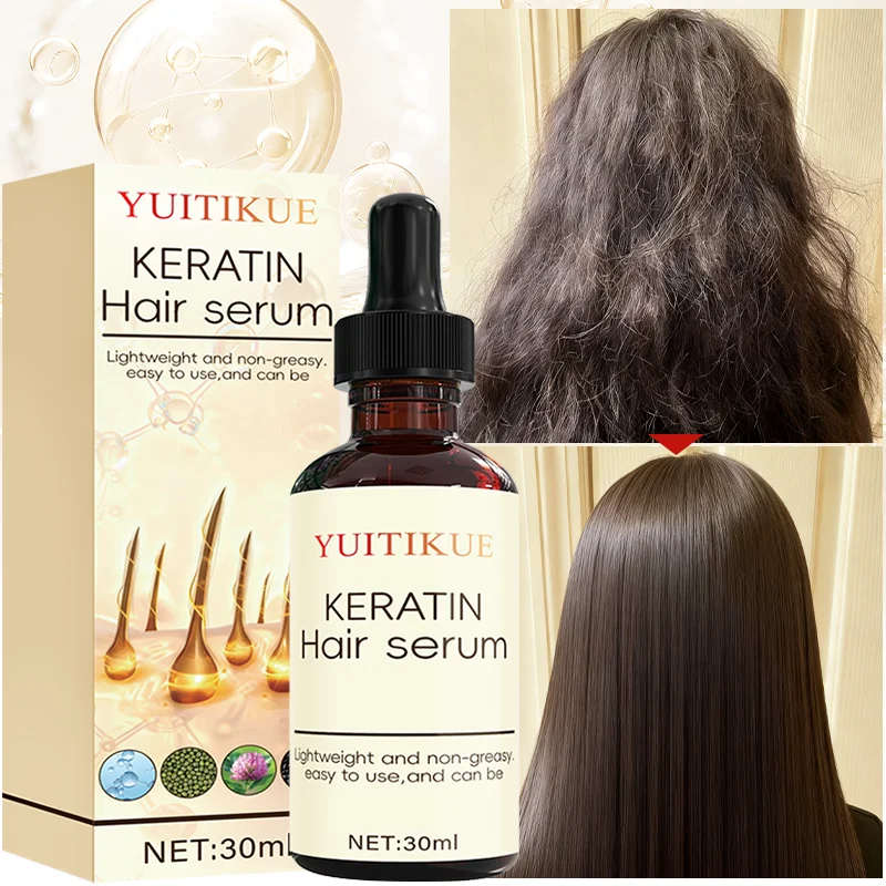 YUITIKUE Keratin Hair Serum, lightweight and non-greasy, easy to use, nourishes and adds shine to hair