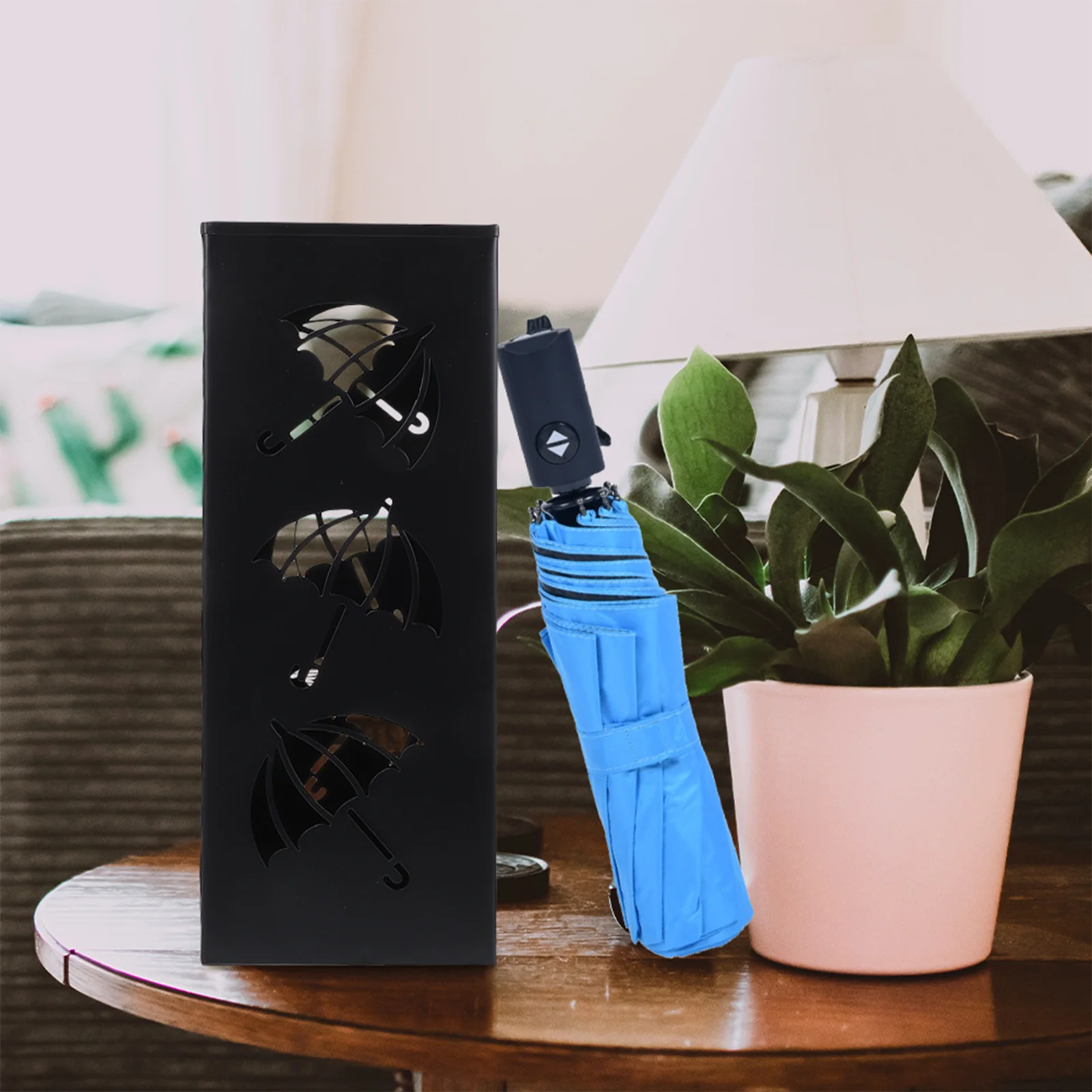 

Umbrella Stand Rack Metal Square Umbrella Holder Free Standing Umbrella Storage Organizer Bin Hollow Out Umbrella Bucket Canes