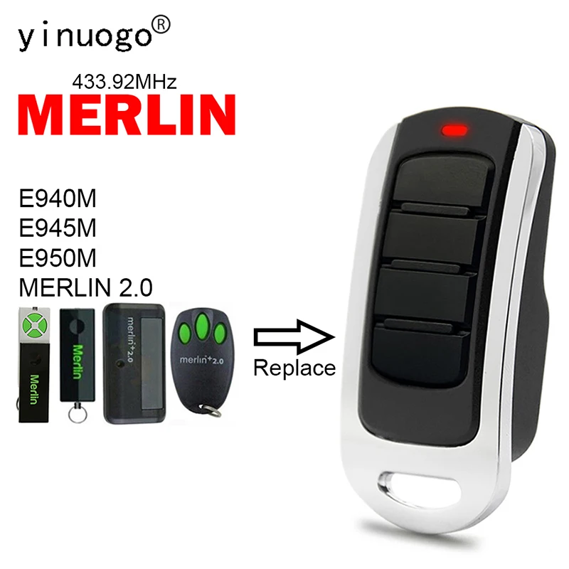 

MERLIN E945M E950M E940M 2.0 Remote Control 4 Channels 433.92MHz Rolling Code Garage Door Opener MERLIN E945M Remote Control