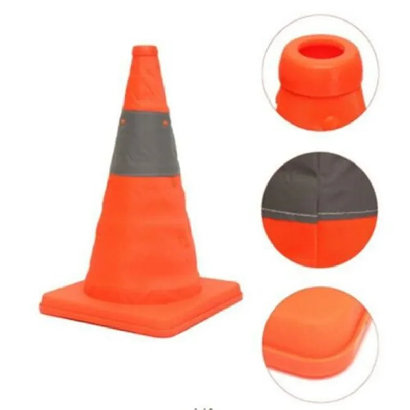 Folding Traffic Cone Multi Purpose Pop Up Reflective Safety Cone Soft Material Warning Sign Folding Portable Road