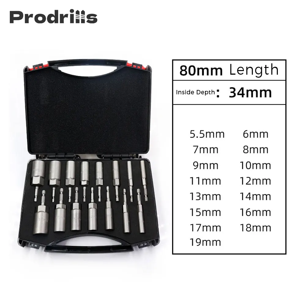 

Hex Socket Sleeve Nozzles Nut Driver Set 5.5mm-19mm Power Screwdriver Handle Tools Power Drills Impact Drivers