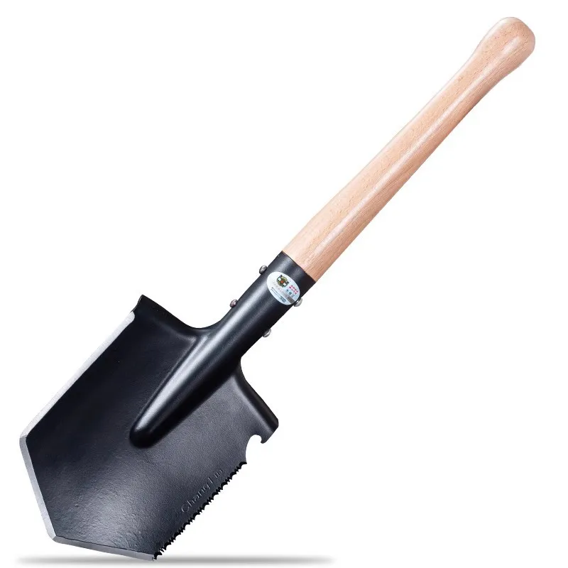 Chinese Military Shovel Outdoor Camping Fishing Hunting Tactical Self-Driving Car Spade Tools Shovel Wood Handle Saw Blade Axe 6