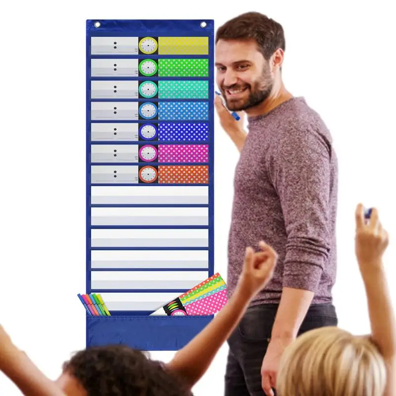 

Pocket Chart For Classroom Teaching Supplies Pocket Chart Bulletin Board And Wall Decor Clock Time Subjects Scheduling Planner