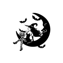 

Interesting Witch Bat Decor Vinyl Car Sticker Silhouette Bumper Window Accessories Silhouette 13.3*13.6