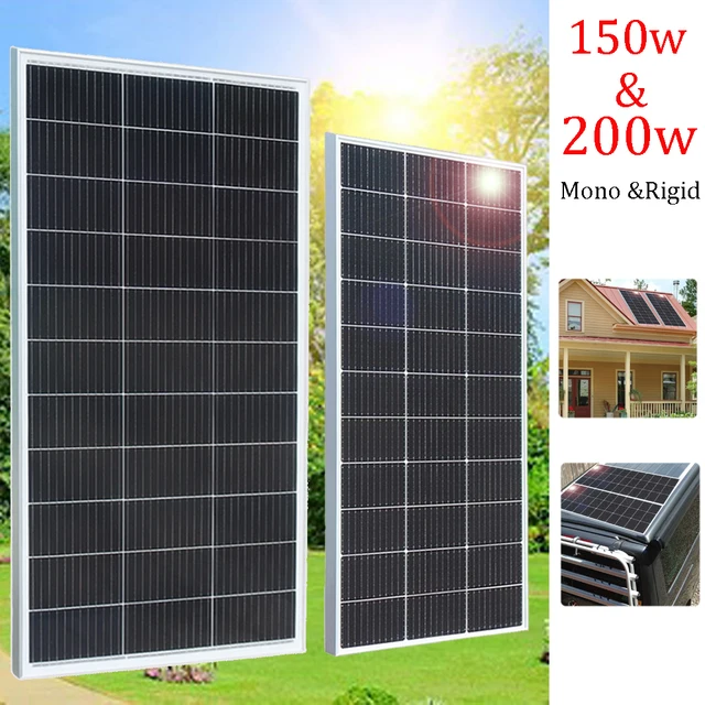Panneau solaire photovoltaïque 200w 150w 80w, verre trempé rigide, chargeur de batterie 12v, camping-car monocristallin, maison, RV, toit de bateau 1