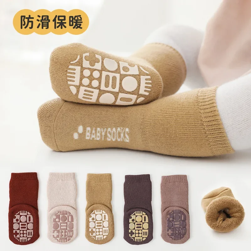 

New Fall/winter Wool Circle Thickened Baby Socks Boys and Girls Children's Floor Socks Non-slip Mid-tube Baby Toddler Socks