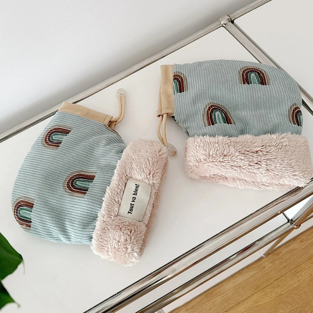 Infant Stroller Gloves Children's Outdoor Sports Mittens Cartoon Printed Hands Warmer Scooter Accessory Winter