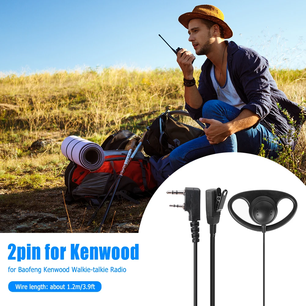 D Shape 2Pin K Head PPT Earpiece Headset Anti Noise for Baofeng Kenwood Catering Hotels Outdoor
