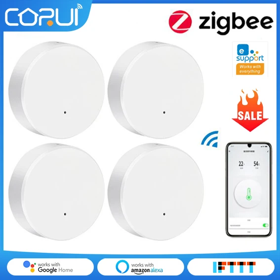 

EWeLink ZigBee Tuya Smart Life Temperature And Humidity Sensor Battery Powered Casa Inteligente Termometro Digital CORUI