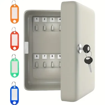 Metal Wall Mounted Multi-Key Lock Box Security Storage Box Spare Car Key Storage Box Suitable for Home Office Factory Store Use 1