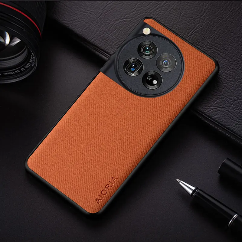 Case For OnePlus 12 12R 11 11R lightweight durable solid color simple textile leather cover