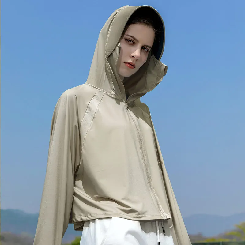 UPF50+ Shawl Sun Protection Clothing UV Protection Black Glue Large Brim Sun Shading Breathable Jacket Ice Silk Clothing