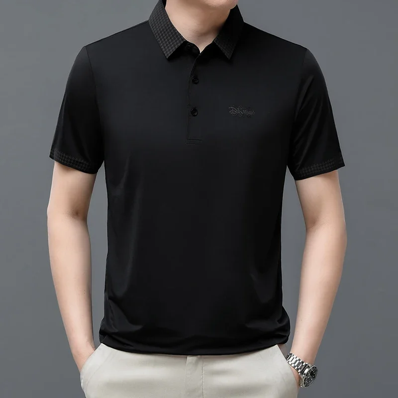 반팔 폴로 셔츠, 비즈니스 캐주얼 단색 하이 퀄리티 라펠, 남성 상의, 데일리 티셔츠