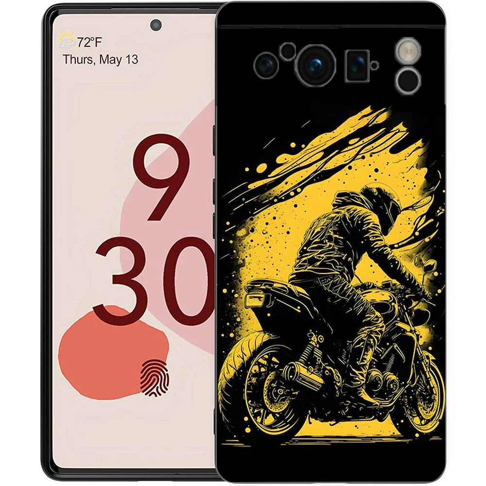Cool Motorcycle Design Shockproof Phone Case - Soft Black TPU Cover
