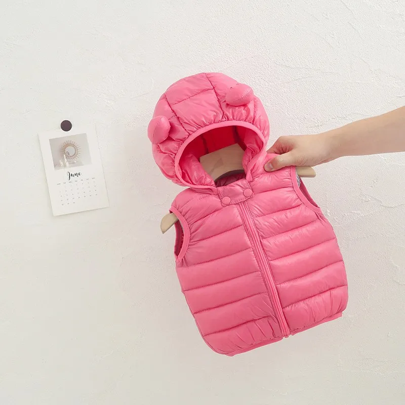 Baby Boys Girls Warm Down Vest Autumn Winter Cotton Waistcoat With Ears Kids Outerwear Children Clothing Hooded Jacket Vests children vest