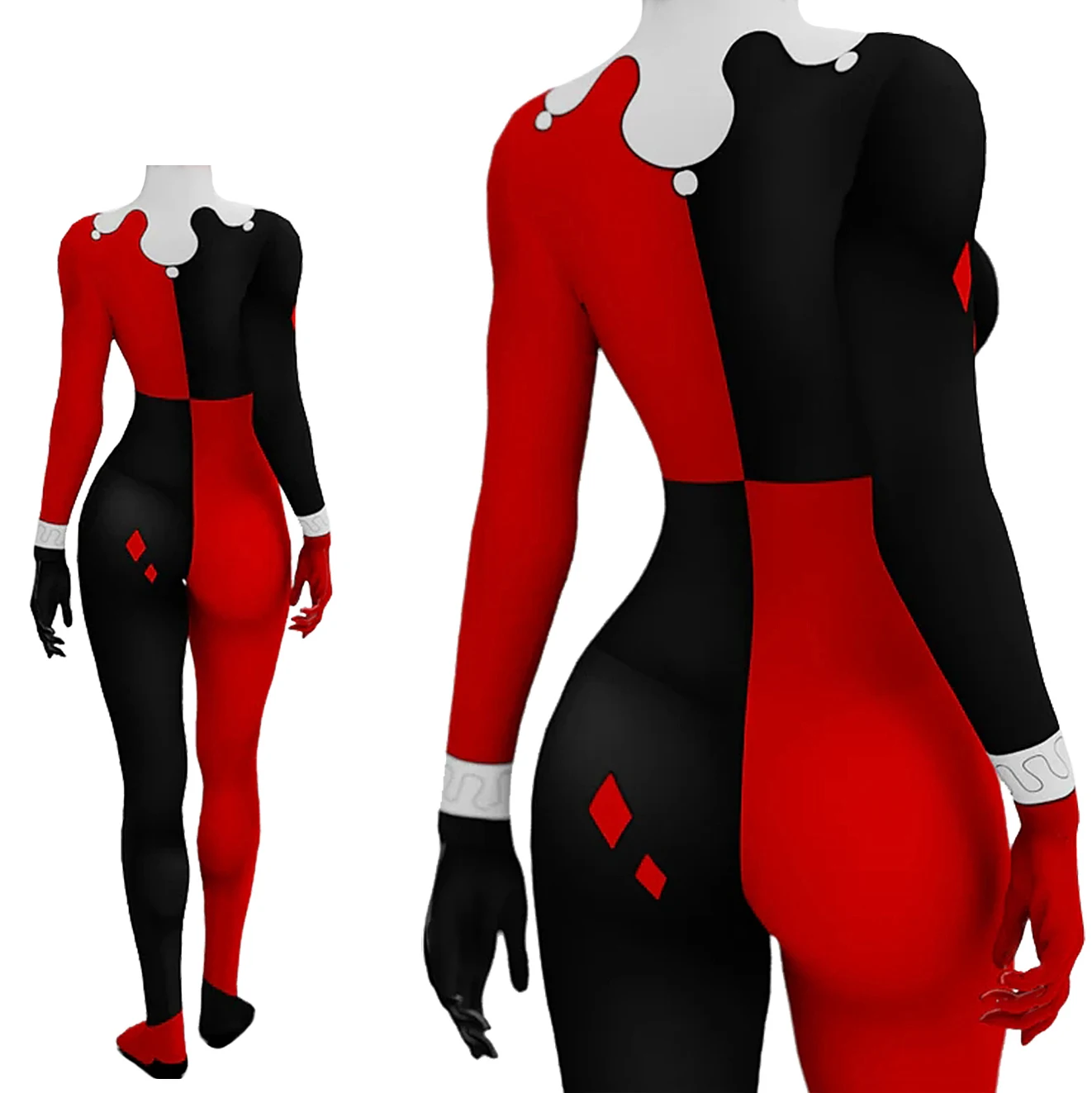 DC-Inspired Harley Quinn Spandex Bodysuit Cosplay Costume for Women