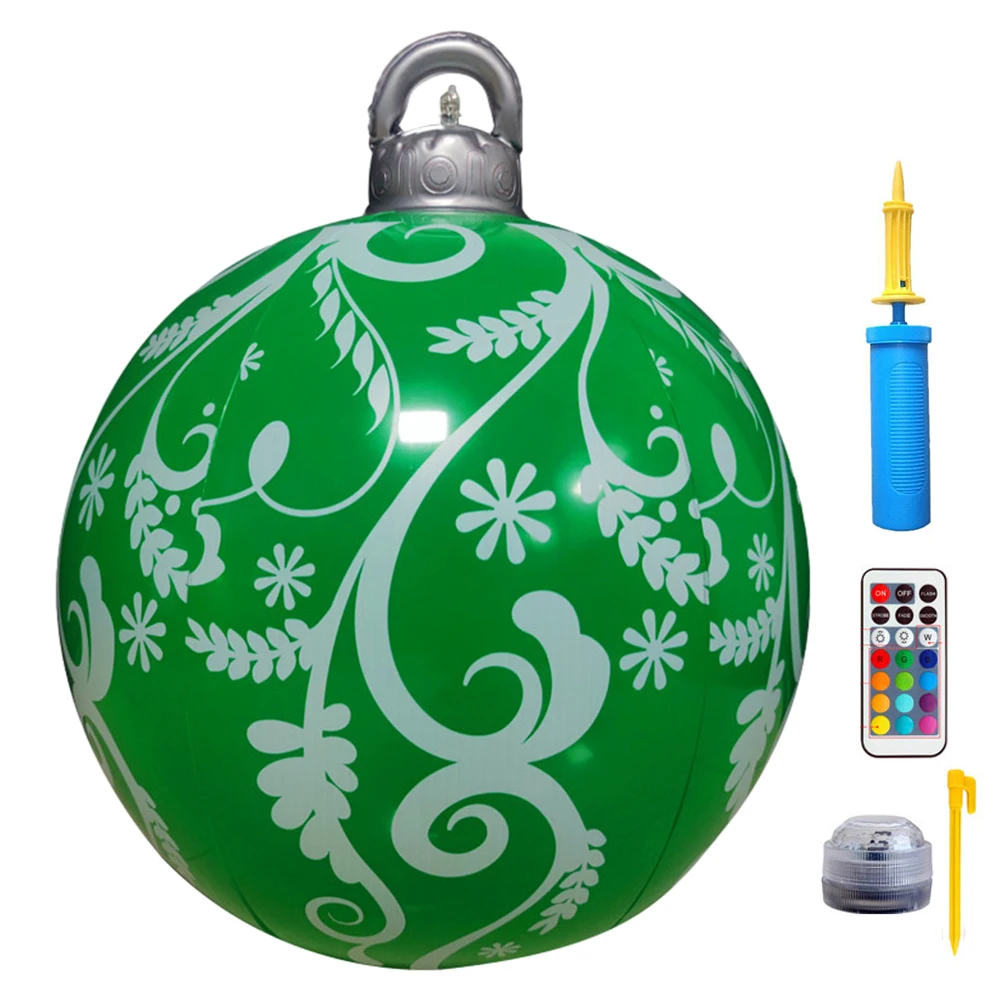 thumbnail image 1 of Bola de atmósfera gigante de 60 cm, adorno colgante de PVC brillante para árbol de Navidad con luz, impermeable, para decoración de hogar, jardín, fiesta de Año Nuevo, 1 of 5