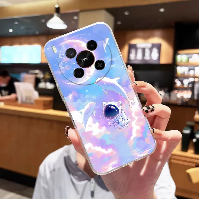 Clear Shockproof Soft Silicone Cat Design Phone Case - Flower Pattern Back Cover