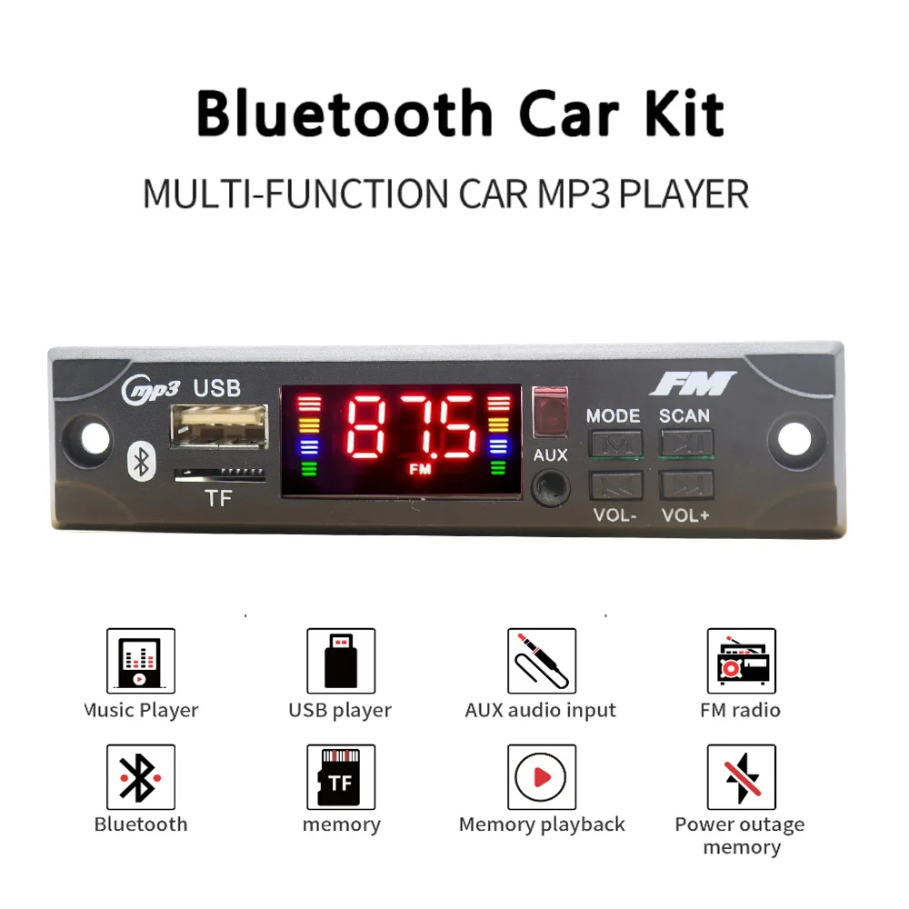 MP3 WMA Decoder Board 12V Car Audio USB TF FM Radio Module Wireless Bluetooth MP3 Player Remote Control Car Accessories