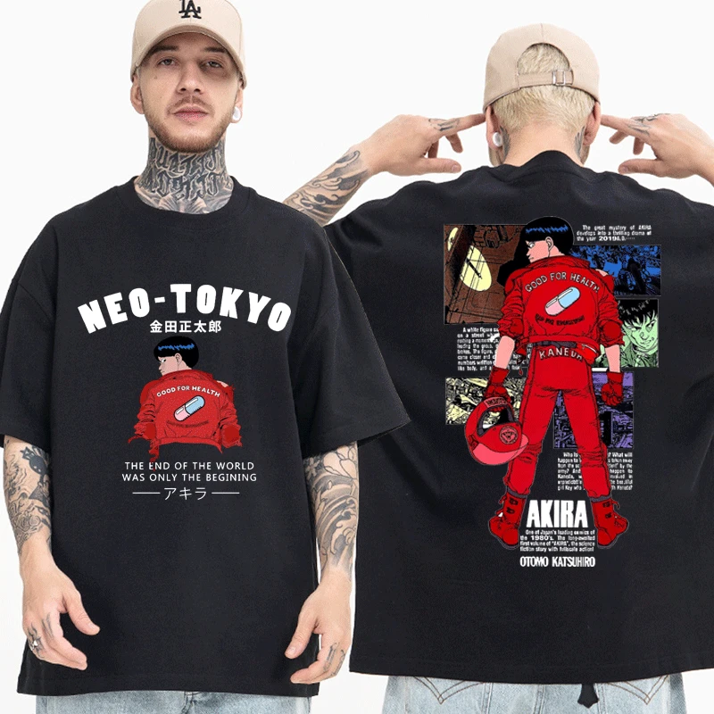 

Anime Akira Neo Tokyo Double Sided Print T-shirts Japanese Manga Harajuku Fashion O-Neck T Shirt Streetwear Casual Tees Unisex