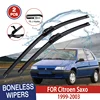 For Citroen Saxo  1999-2003 Car Windshield Wiper U-type Soft Rubber Frameless Bracketless Car Wipers 20"+18" 1