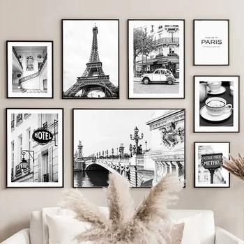 Wall Art Canvas Painting Black White Paris asciugamano Cafe Store Vintage Car Nordic poster e stampe Wall Picture Living Room Decor