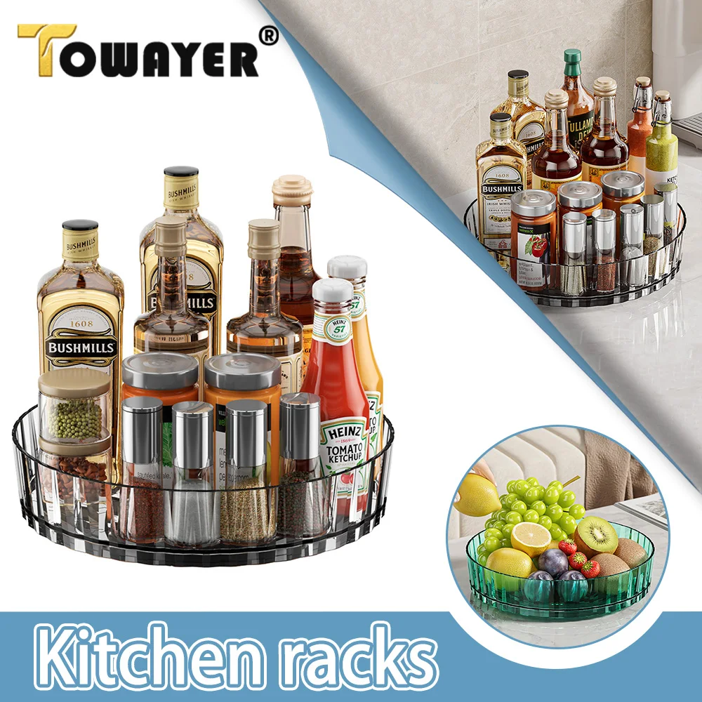 

Kitchen Circular Storage Rack Multifunctional Rack for Storing Seasonings Able To Rotate 360 ° for Light Luxury Fruit Plates