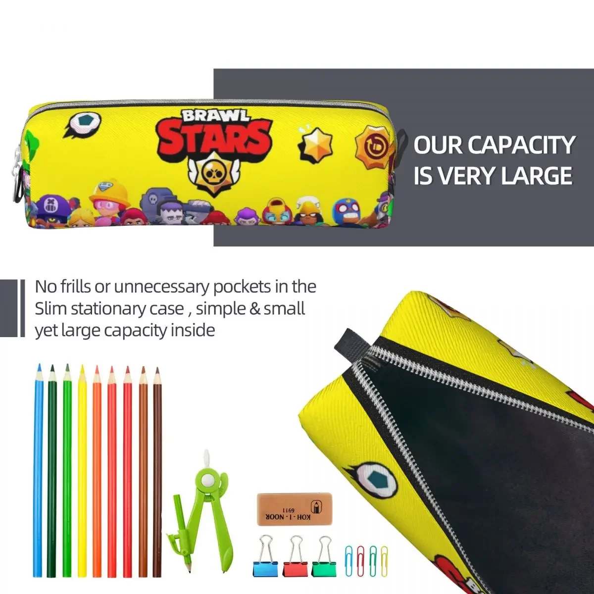 Brawled Game Pencil Case cases Pen Holder for Student Large Storage  Bags Office Zipper Stationery 6