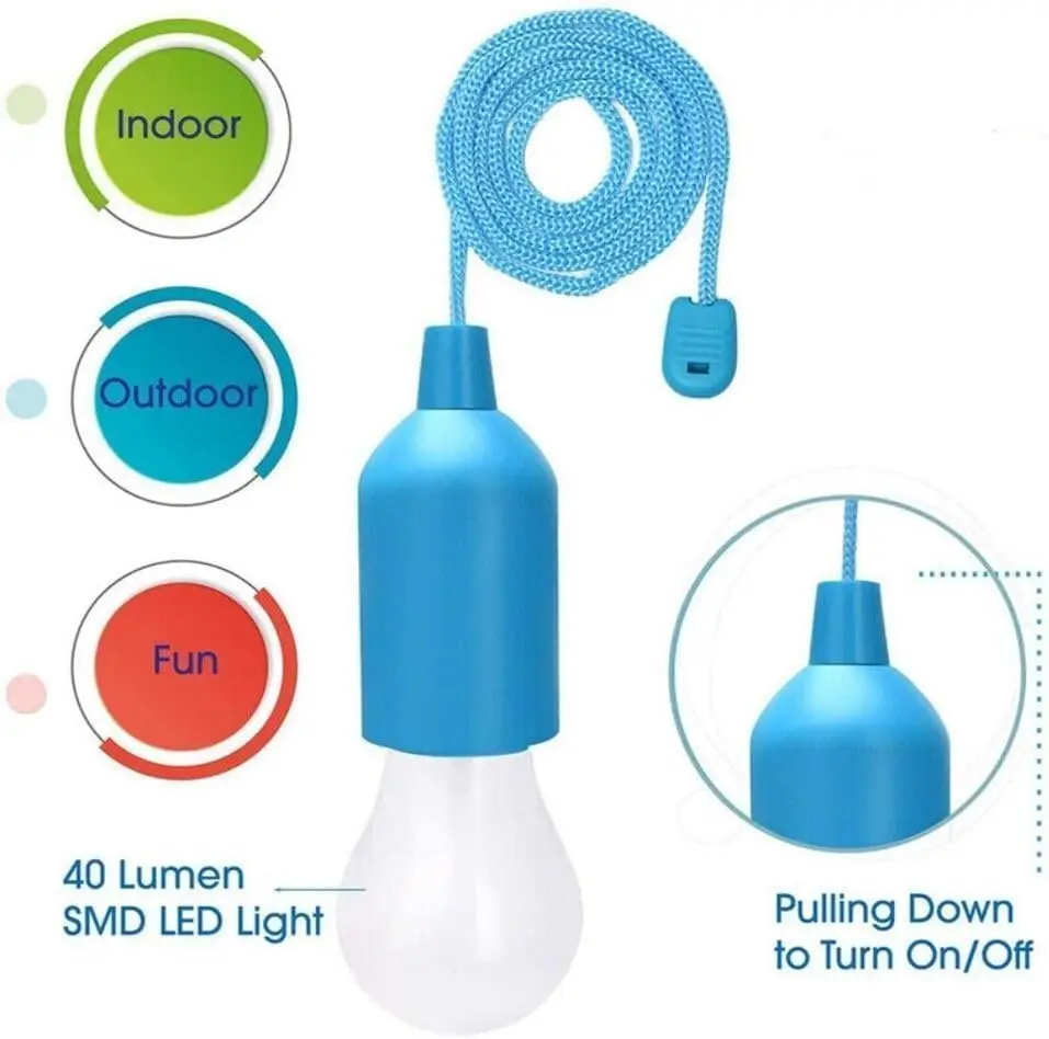 Portable Battery-Operated LED Pull Cord Lantern for Indoor and Outdoor Use