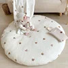 85CM Bear Embroidery Pad Removable Cotton Round Carpet Floor Rugs Newborn Baby Crawling Mat Soft Zipper Kids Room Play Mats 1