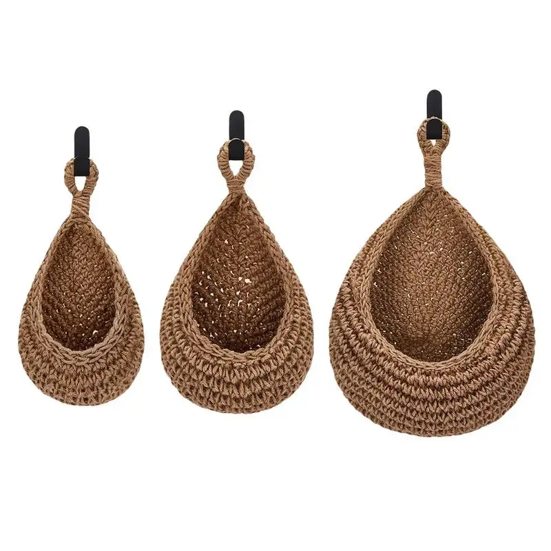 

Wall Fruit Basket Bohemia Suspending Baskets For Organizing 3 Pcs Fruit And Vegetable Basket Storage Suspending Woven Pocket