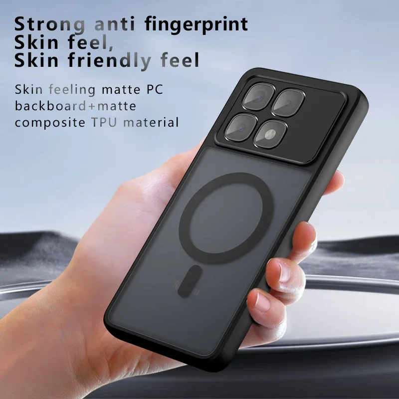 ELVEV Magnetic Shockproof Matte Case - Anti-Fingerprint Back Phone Cover
