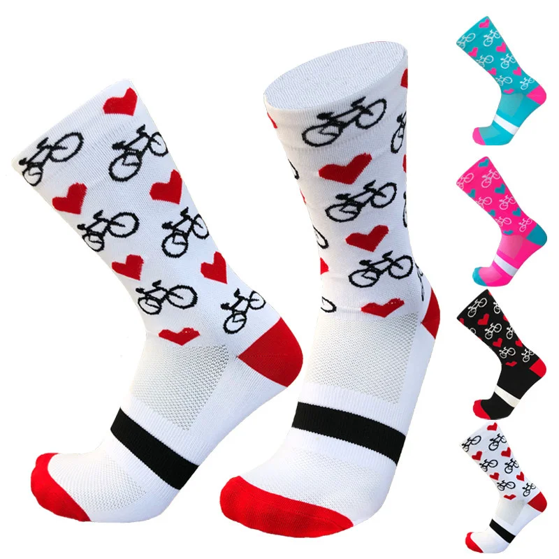 

Cycling New Professional Sport Pro Socks Men Women Compression 2024 Road Bicycle Socks Mountain Bike Socks Racing Socks Heart Pa