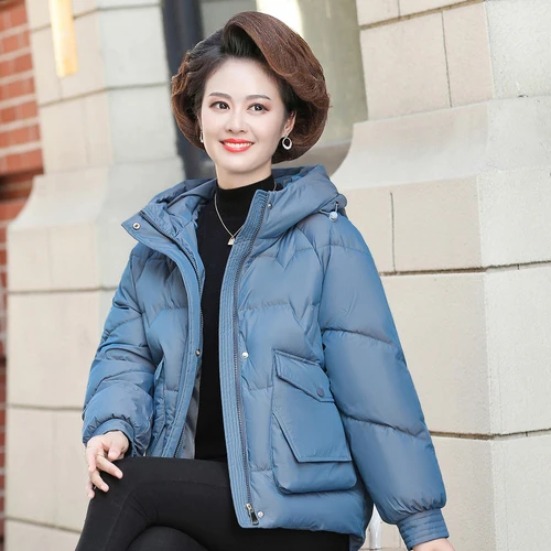 thumbnail image 1 of Chaquetas gruesas y cálidas de invierno 2022 para mujer con 2 bolsillos grandes, abrigo acolchado de algodón para mujer, 1 of 5
