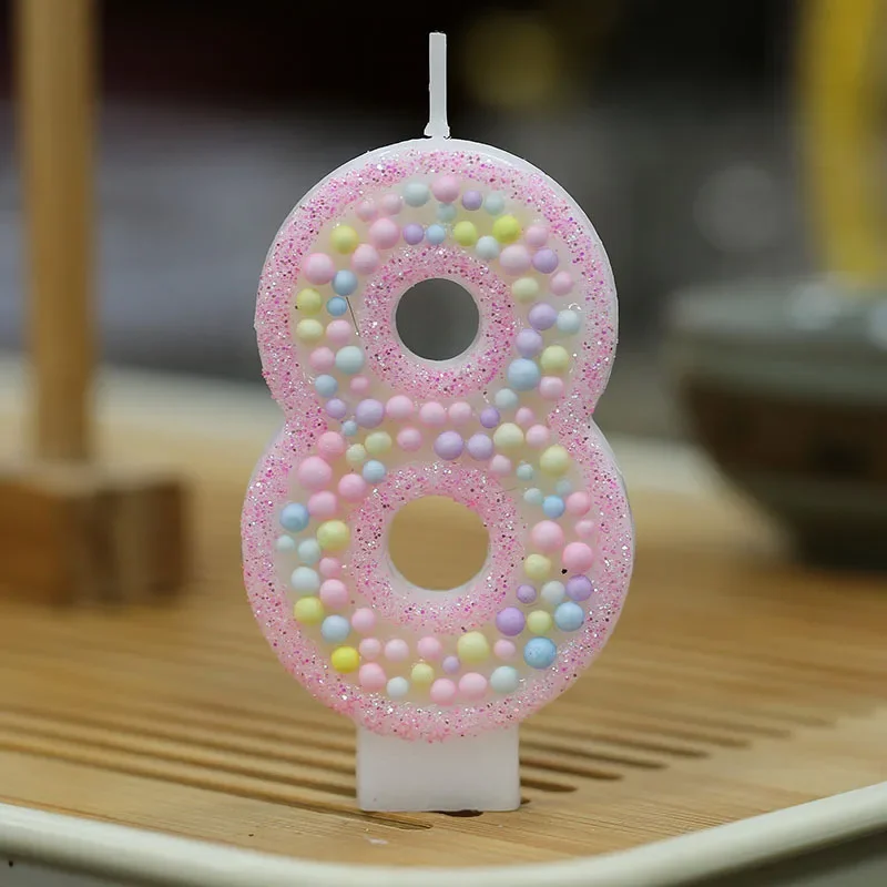 Children's Birthday Candle 1 Year Pink Pearl Number 0 1 2 3 4 5 6 7 8 9 Candles Flameless Birthday Candles for Celebratory Cakes
