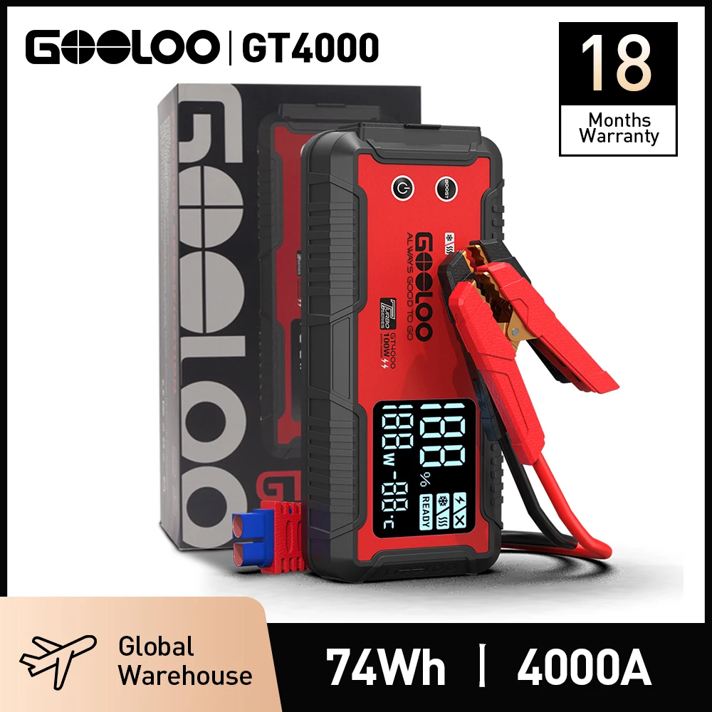 GOOLOO Démarreur de Voiture 12V 4000A, Batterie Externe Portable 20000mAh, Booster de Démarrage Automobile, Dispositif de Démarrage d'Urgence 1