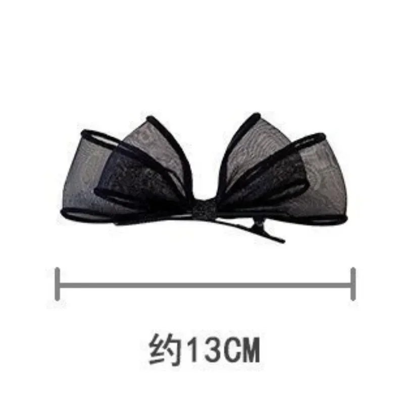 2pcs Korean Mesh Big Bow Black Hair Clip Side Bang Hair Clip Hairpin Baby Girls Headwear Cute Bow Duckbill Clip Kid Accessories