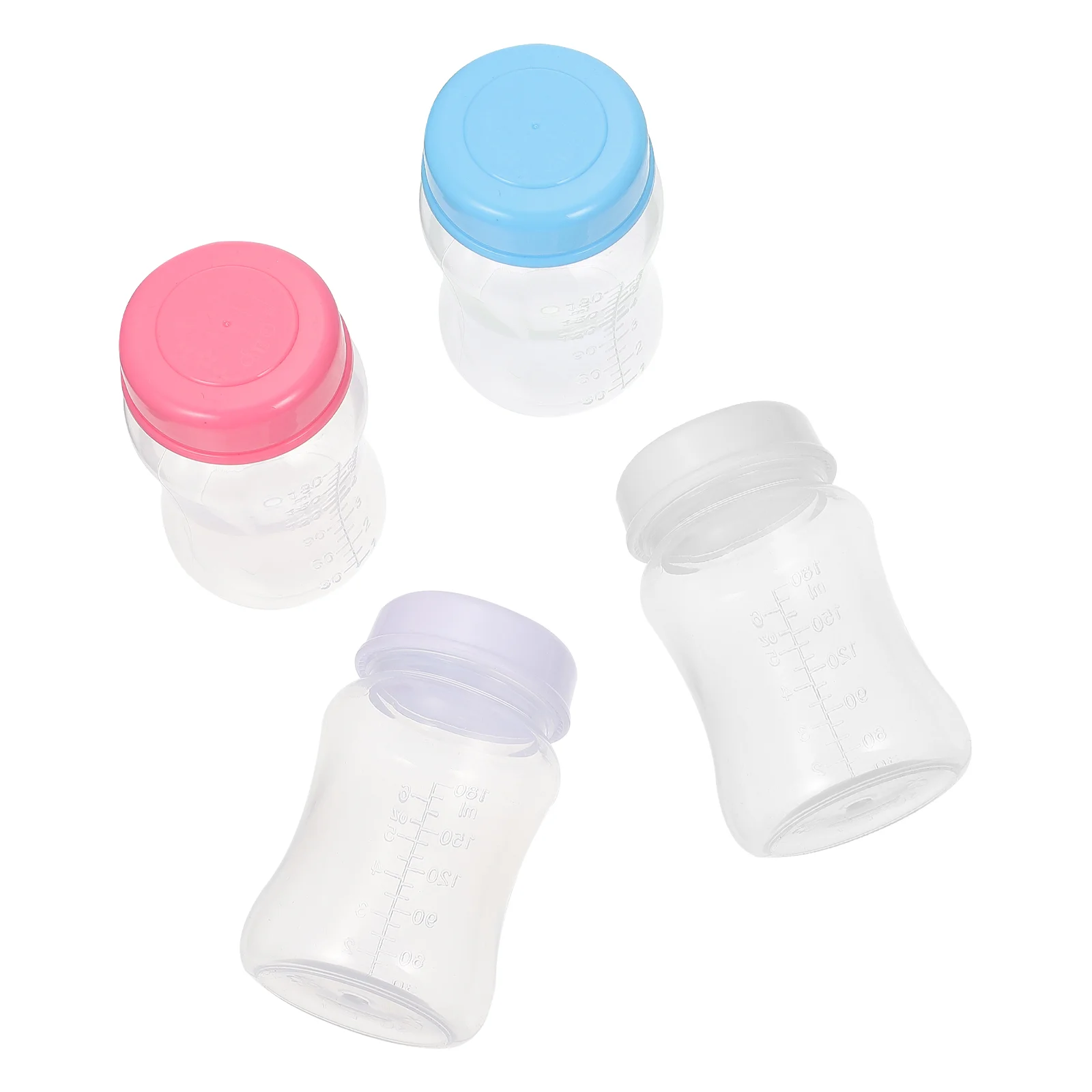 

4 Pcs Wide Neck Bottle Plastic Milk Container Portable Transparent Bottles Pp Collection Breast