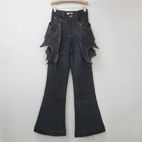 YEAE Ms. 2025 Spring New Irregular Structure Niche Design Bat Wings Pull Jeans 1