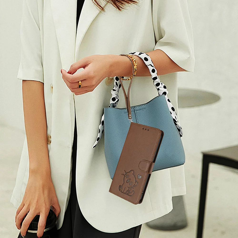 Elegant Leather Phone Case with Kickstand, Card Slots, and Wallet Strap