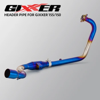 ระบบท่อไอเสียสำหรับ Suzuki gixxer 155 GIXXER155 SF155 GSX150F รถจักรยานยนต์ท่อเชื่อมทรงกระบอกใส่ด้านหน้าหนีท่อเชื่อมต่อท่อไอเสีย51มม. 1