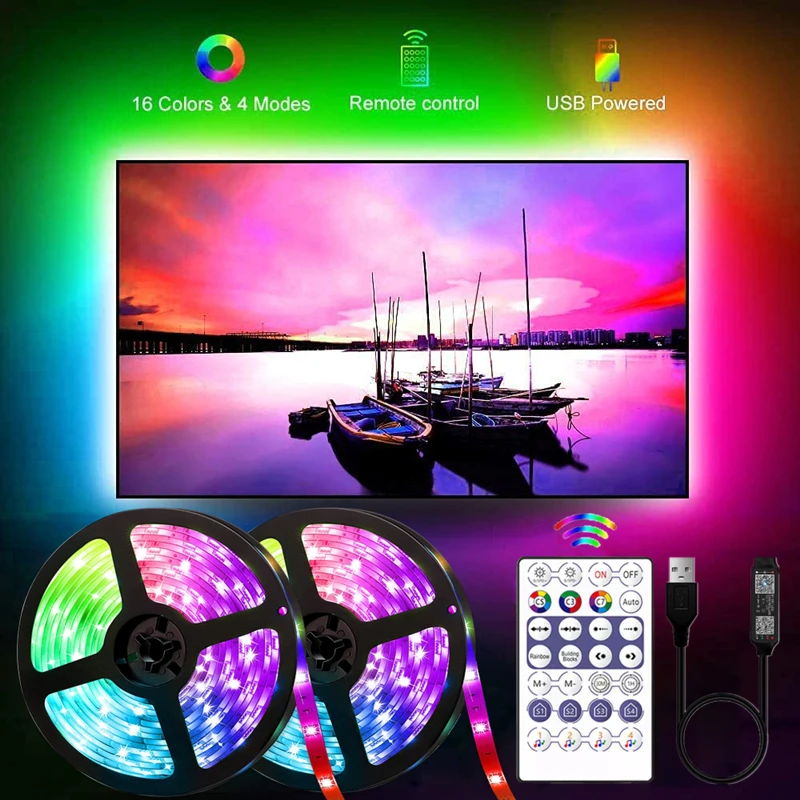 Светодиодная лента RGB 5050 WS2812B с USB инфракрасный пульт дистанционного управления