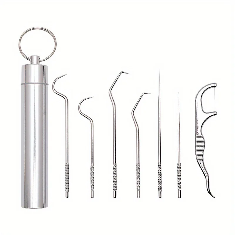 Replaceable Dental Floss Stainless Steel Y Shape Floss Holder Reusable Toothpick Portable Hilo Dental Teeth Sticks