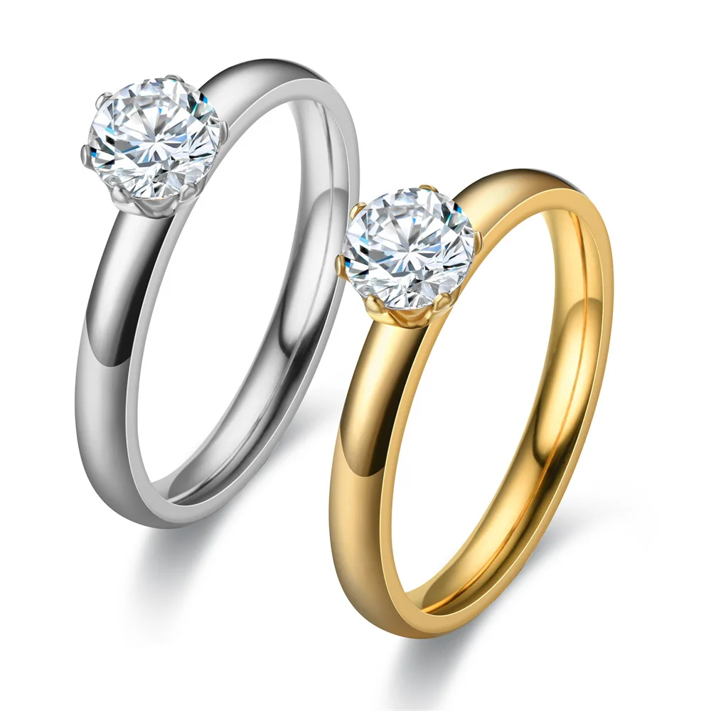 Stainless Steel Ring Zirconia Ring For Men Women Wedding Engagement Unisex Jewelry