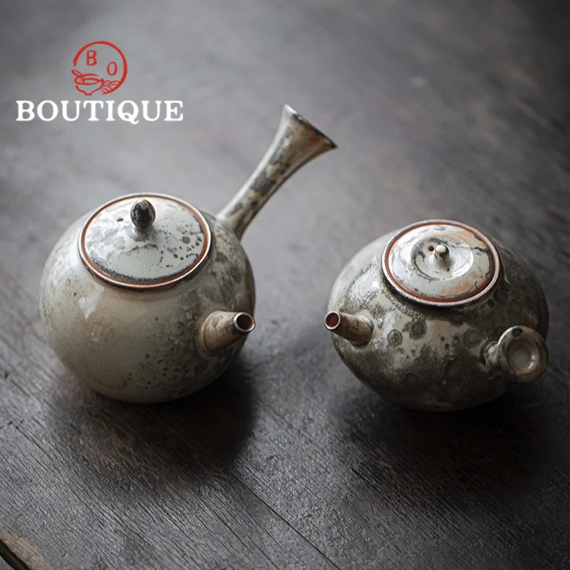 

Japanese Ink Wood-fired Porcelain Teapot Elegant Pot Household Tea Brewing Kettle with Ball Hole Teaware Accessories Ornaments