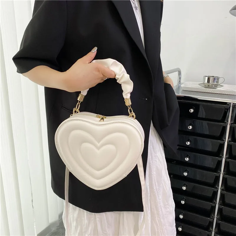 

Fashion Love Heart Shape Shoulder Bag Small Handbags Designer Crossbody Bags For Women Solid Pu Leather Love package tote bags