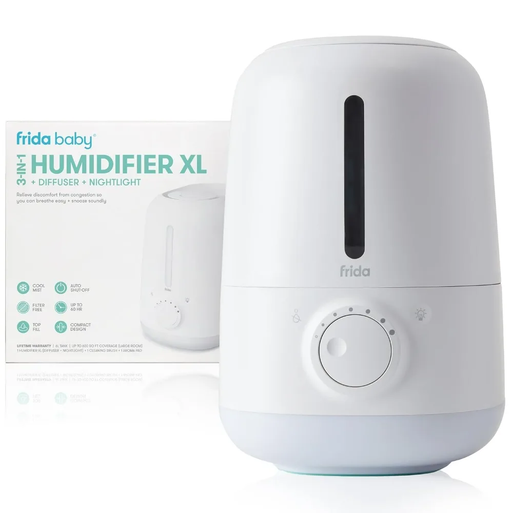 

3-in-1 XL Cool Mist Humidifier for Large Rooms + Diffuser, Nightlight | Top-Fill 6L Tank, Variable Cool-Mist Control